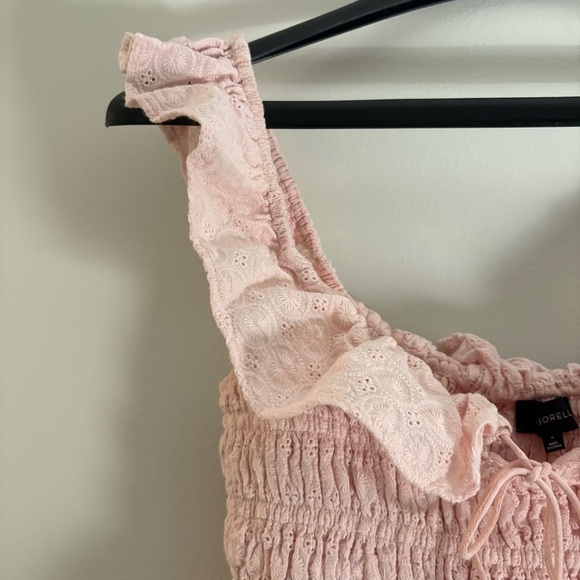 MAJORELLE Revolve Nelvin Mini Eyelet Ruffle Dress in Baby Pink Size Small - Picture 4 of 9